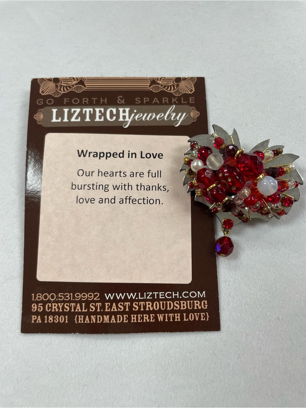 Liztech Wrapped in Love Heart Hand-Crafted Brooch